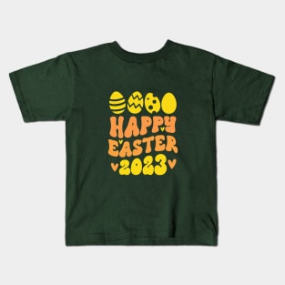 Happy Easter 2023 Eggs Yellow Kids T-Shirt